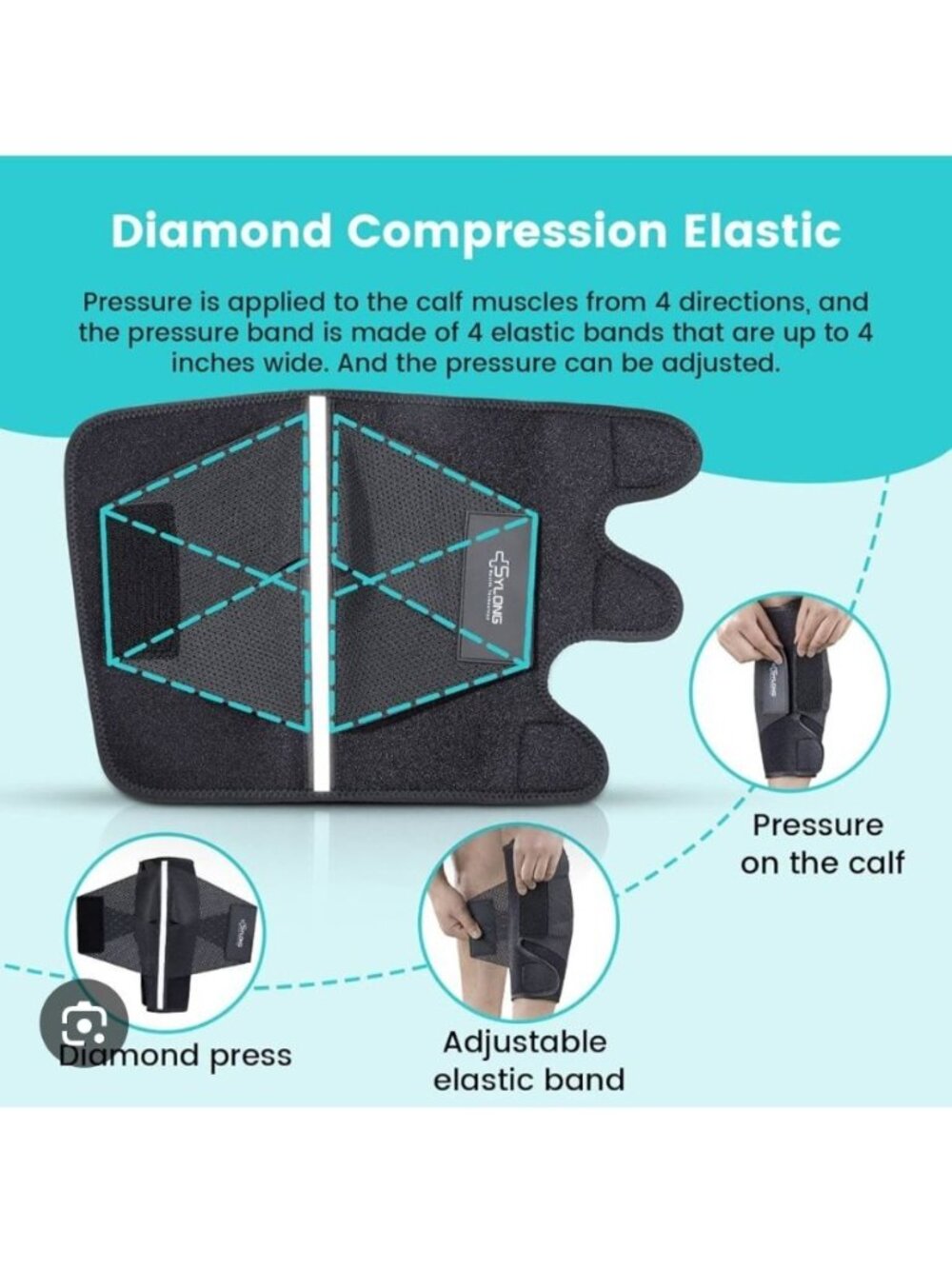 Sylong Calf Compression Wrap Brace 2 Pack S/M Men Women Pain Relief Swelling